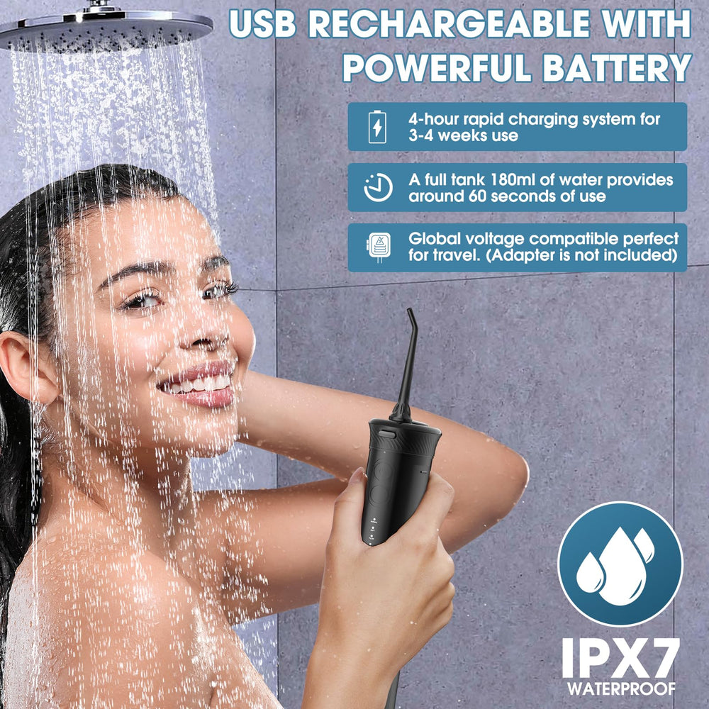 IPX7 waterproof water flosser with USB-C fast charging