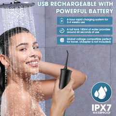 IPX7 waterproof water flosser with USB-C fast charging