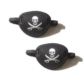 Hanlsee pirate skull crossbones eye patch on black fabric, front view