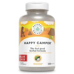 Bottle of Natural Balance Happy Camper mood support supplement with label