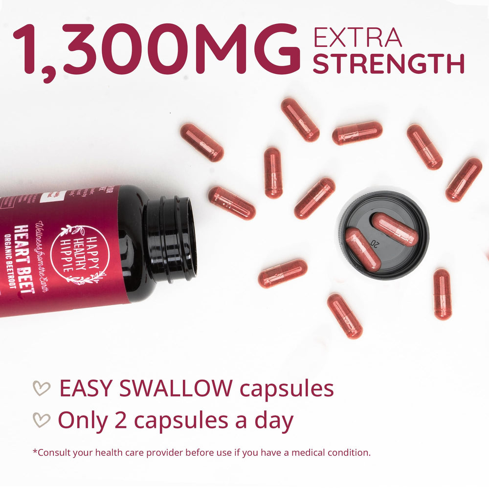 Happy Healthy Hippie beet root capsules closeup showing capsule texture