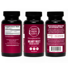 Happy Healthy Hippie beet root capsules on kitchen counter for daily use