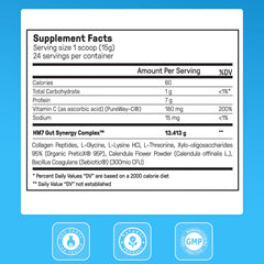 Happy Mammoth Complete Gut Repair bottle label highlights gut-supporting ingredients.