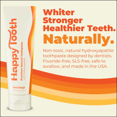 Back of Happy Tooth toothpaste box showing ingredients