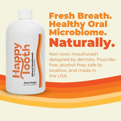 Close-up of hydroxyapatite and plant-based ingredients on the mouthwash label