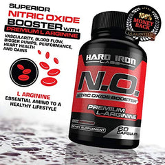 Hard Iron Labs N.O. booster showcases vascularity during intense workouts.