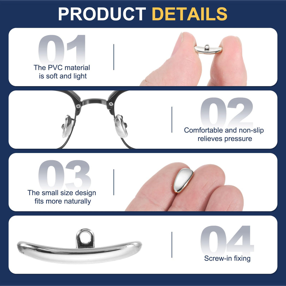 Screw-in nose pad connection for plastic frames