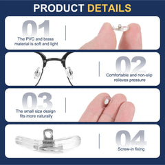 Nose pads compatible with full-frame optical frames, sunglasses, and plastic frames
