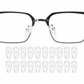 HARFINGTON silicone nose pads close-up in clear finish, 14x8x6 mm