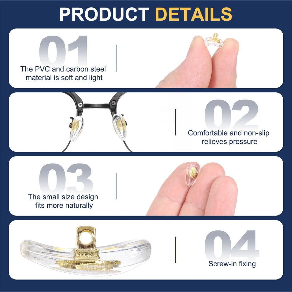 Screw-in nose pad attachment for glasses