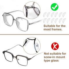 Nose pads mounted on plastic frame glasses for secure fit