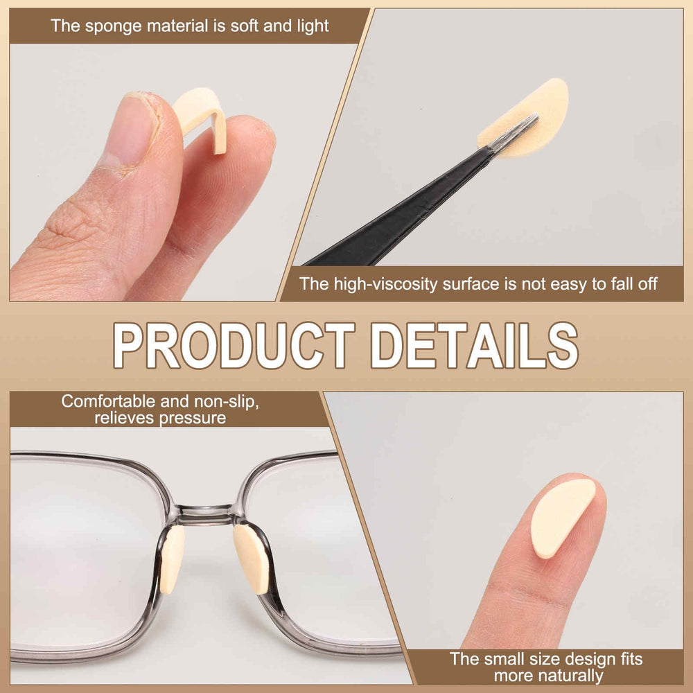 Nose pads on a plastic frame demonstrating secure fit