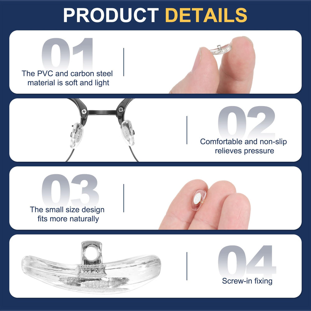 Nose pads with titanium logo on frame edge