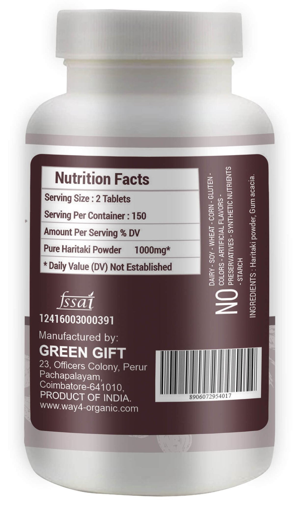 Close-up of Haritaki powder per serving 1000 mg