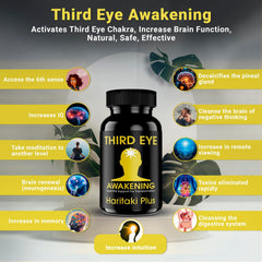 Haritaki capsules 650 mg each in a glass jar