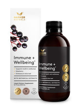 Front label of Harker Herbals Immune + Wellbeing Syrup bottle