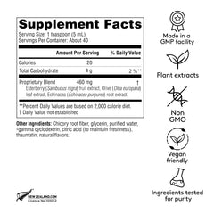 Close-up of elderberry illustration on bottle label