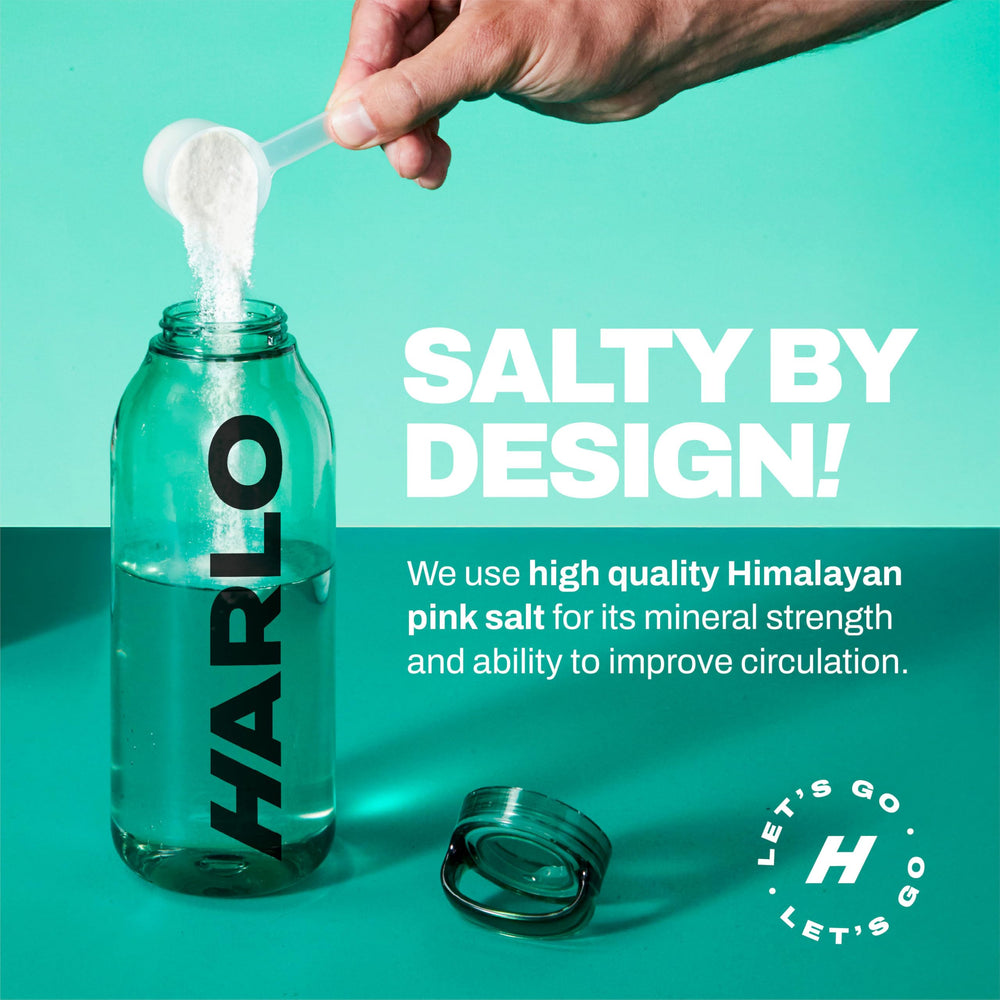 Harlo creatine monohydrate powder jar highlighting strength and endurance support.