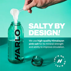 Harlo creatine monohydrate powder jar highlighting strength and endurance support.