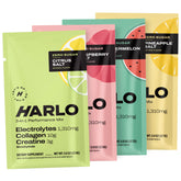 Harlo orange drink mix sample pack prepared for workout hydration.
