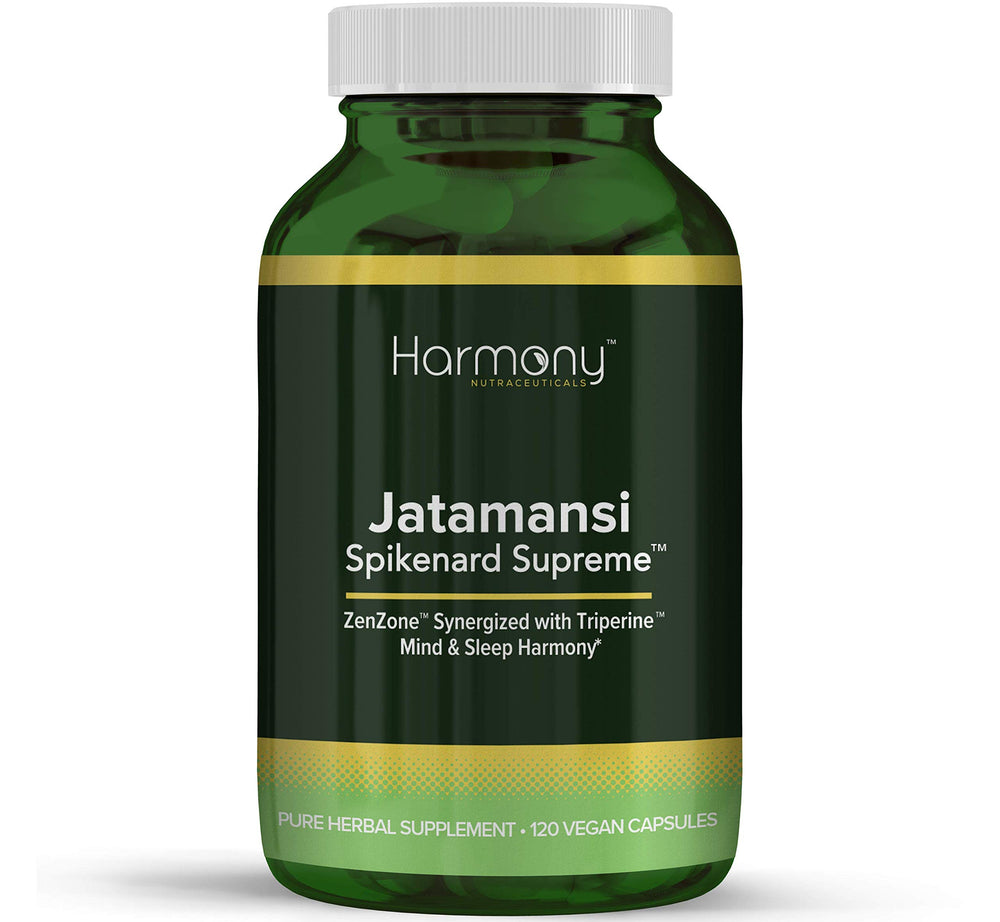 Harmony Nutraceuticals front packaging showing product name and 120 vegan capsules benefit