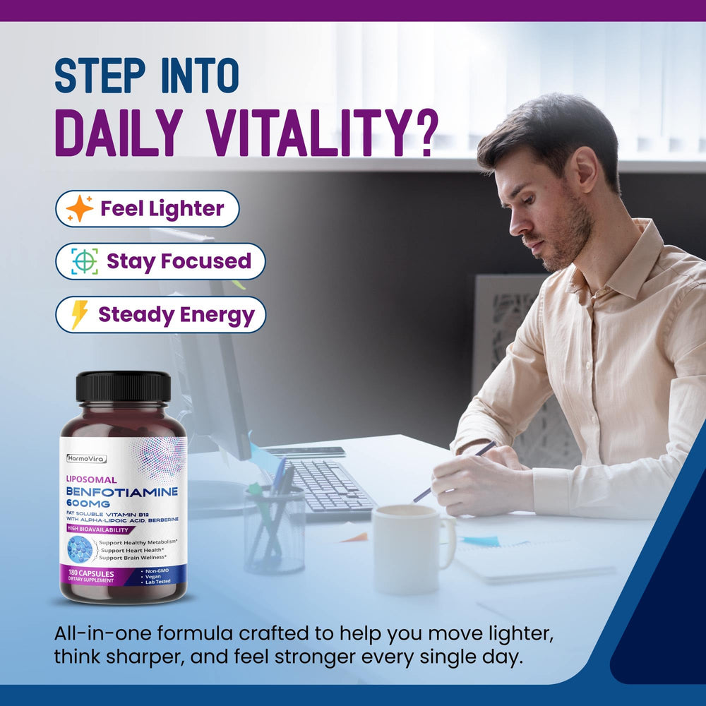 Liposomal delivery ingredients graphic for HarmoVira Benfotiamine