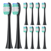 Harobey 10-pack replacement brush heads for AquaSonic Black Series - front view