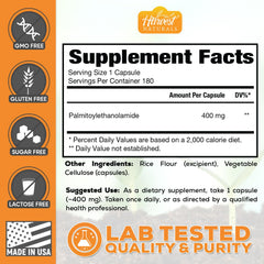 Close-up of product label with 400 mg per serving