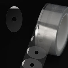 Close-up of Hasefam transparent lens blocking pad, 1.02x1.65 inches (42x26 mm)