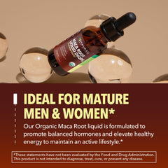 HAVASU NUTRITION Maca Root Liquid Drops closeup of organic ingredients label.