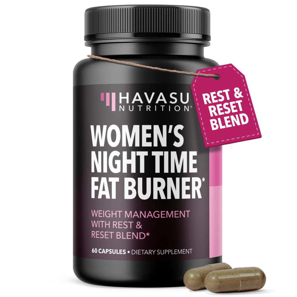 HAVASU Nutrition Night Time Fat Burner bottle front for nightly routine support.