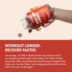 HAVASU NUTRITION nitric oxide gummies vegan-gluten-free badge confirms dietary options.