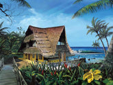 Hawaiian Hideaway 240-75b-2 microfiber cleaning cloth featuring Calabria Tropical Beach artwork by Scott Westmoreland