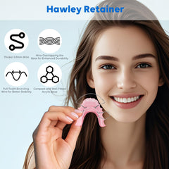 Color options for Hawley Hawley retainers: Clear, Pink, Green, Blue