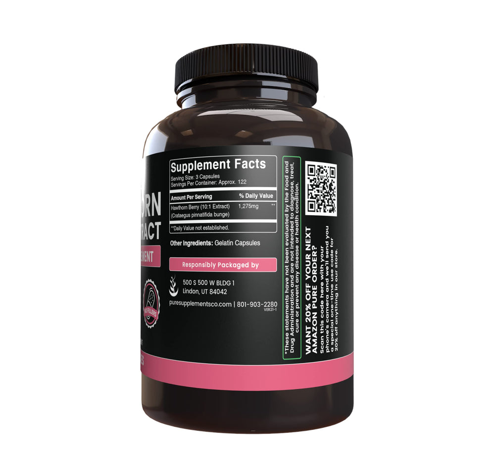 Close-up of Hawthorn Berry Extract capsules
