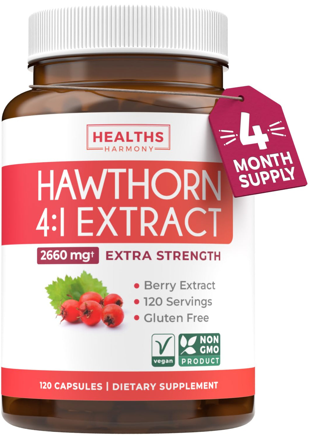 Label on Hawthorn Berry Extract Capsules bottle