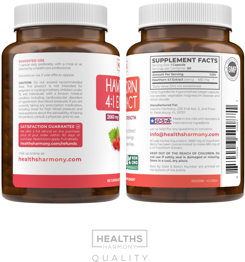 Hawthorn extract bottle with label back view