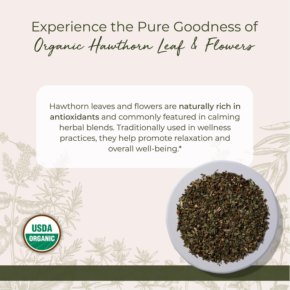 Close-up of hawthorn leaves and white flowers