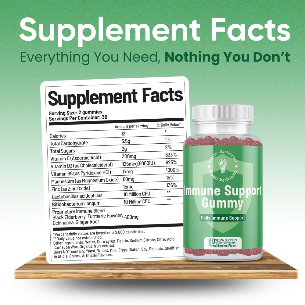 Mixed berry flavor immune gummies for daily support