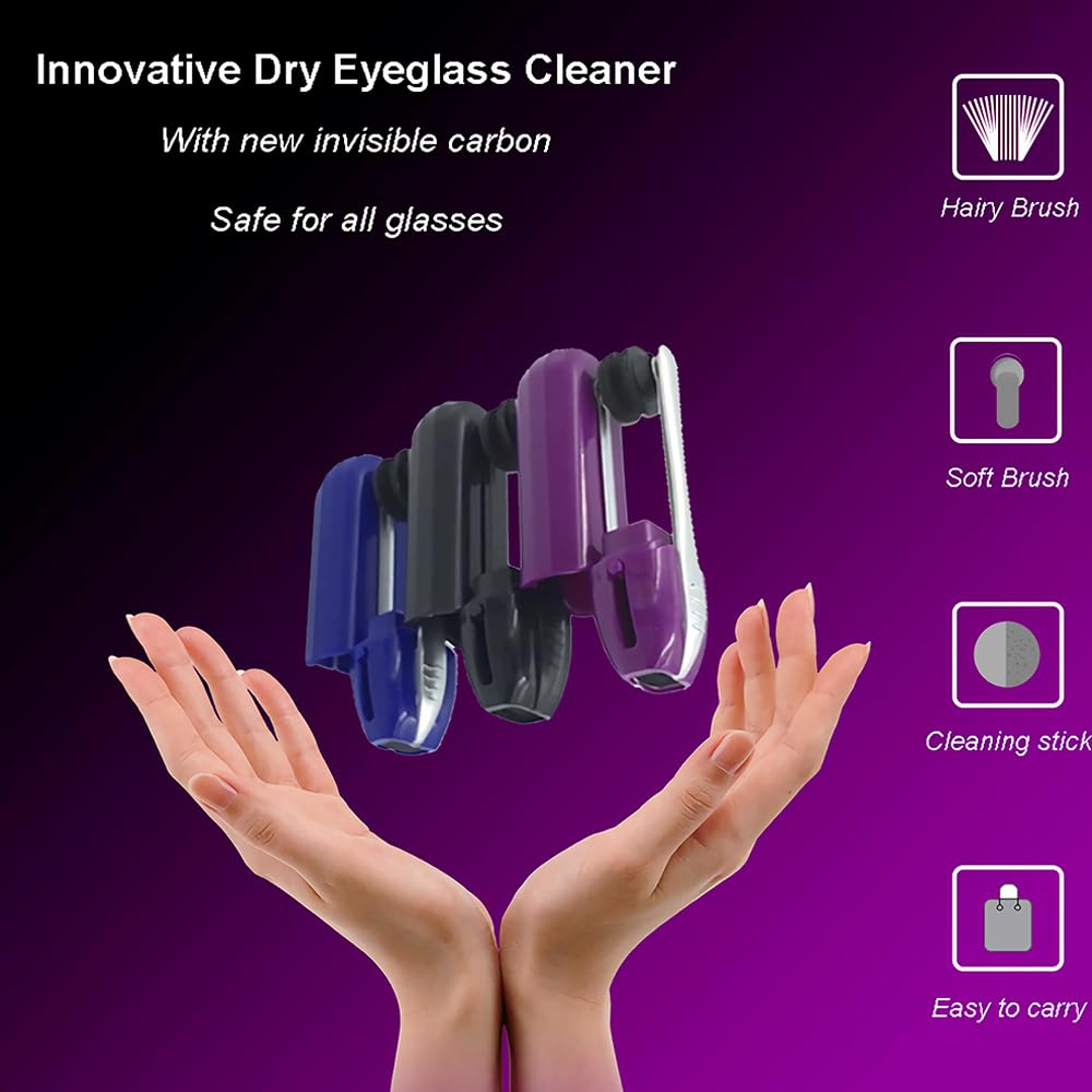 Double-ended cleaner with brush and lens clip for cleaning