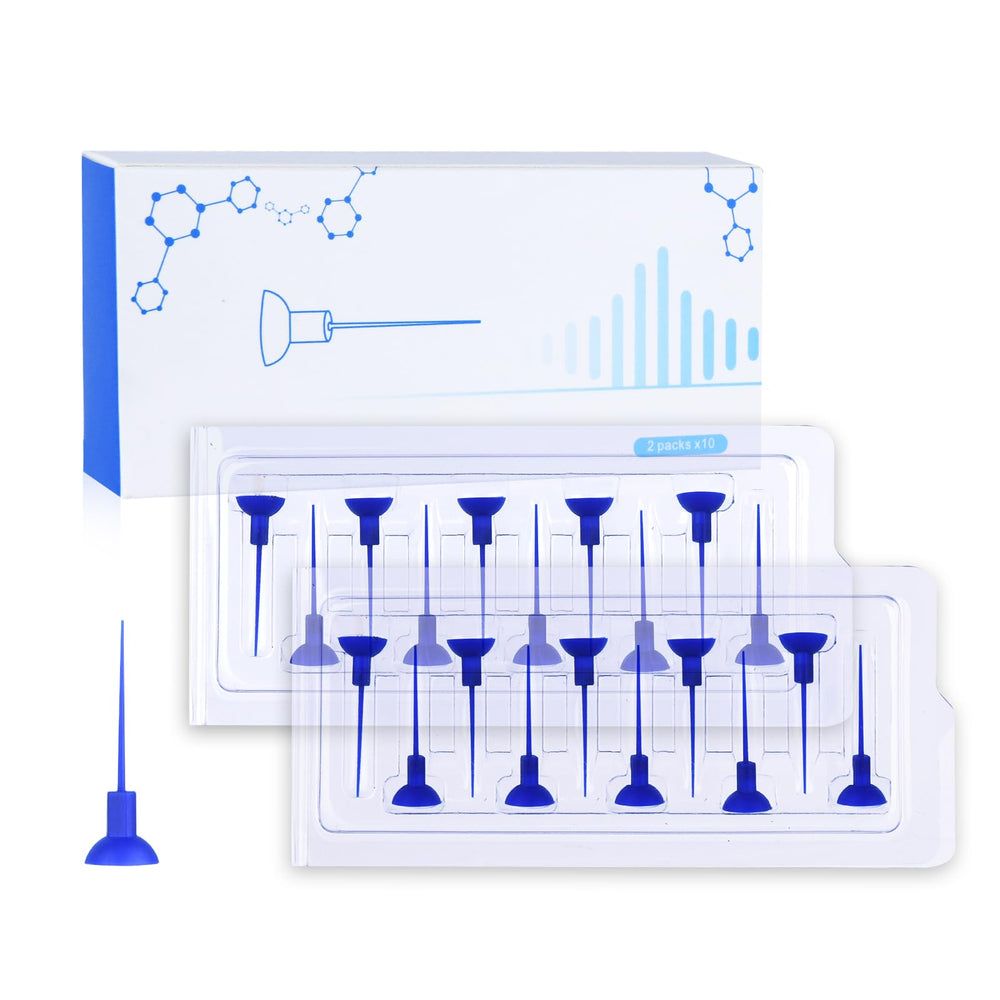 Blue root canal irrigator replacement tip - front view