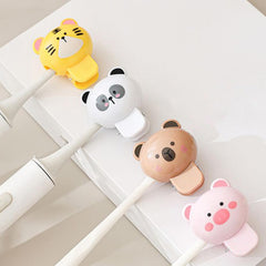 Close-up of the spring clip on the toothbrush head cover.
