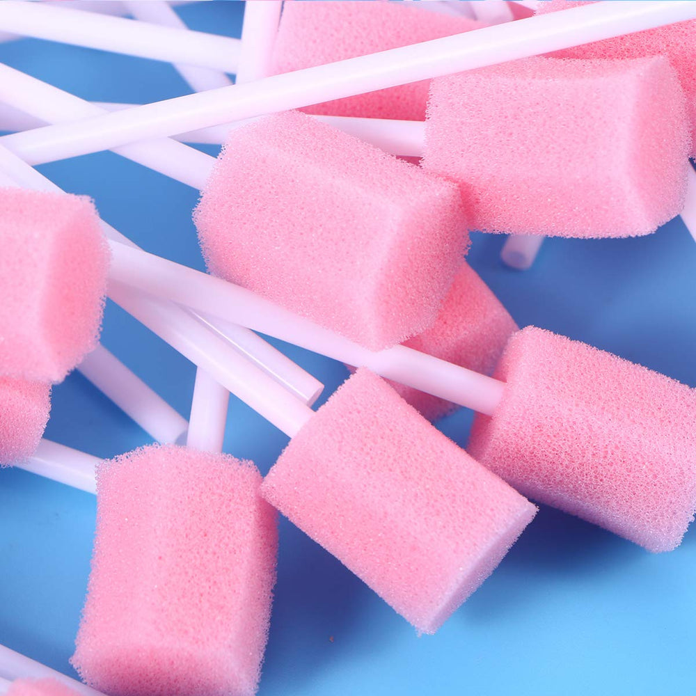 Safe soft pink oral swabs for teeth and gums
