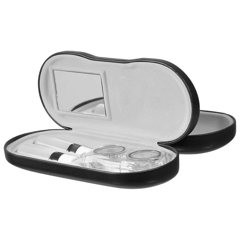 Healifty 2 in 1 contact lens case and eyeglasses case with built-in mirror - front view