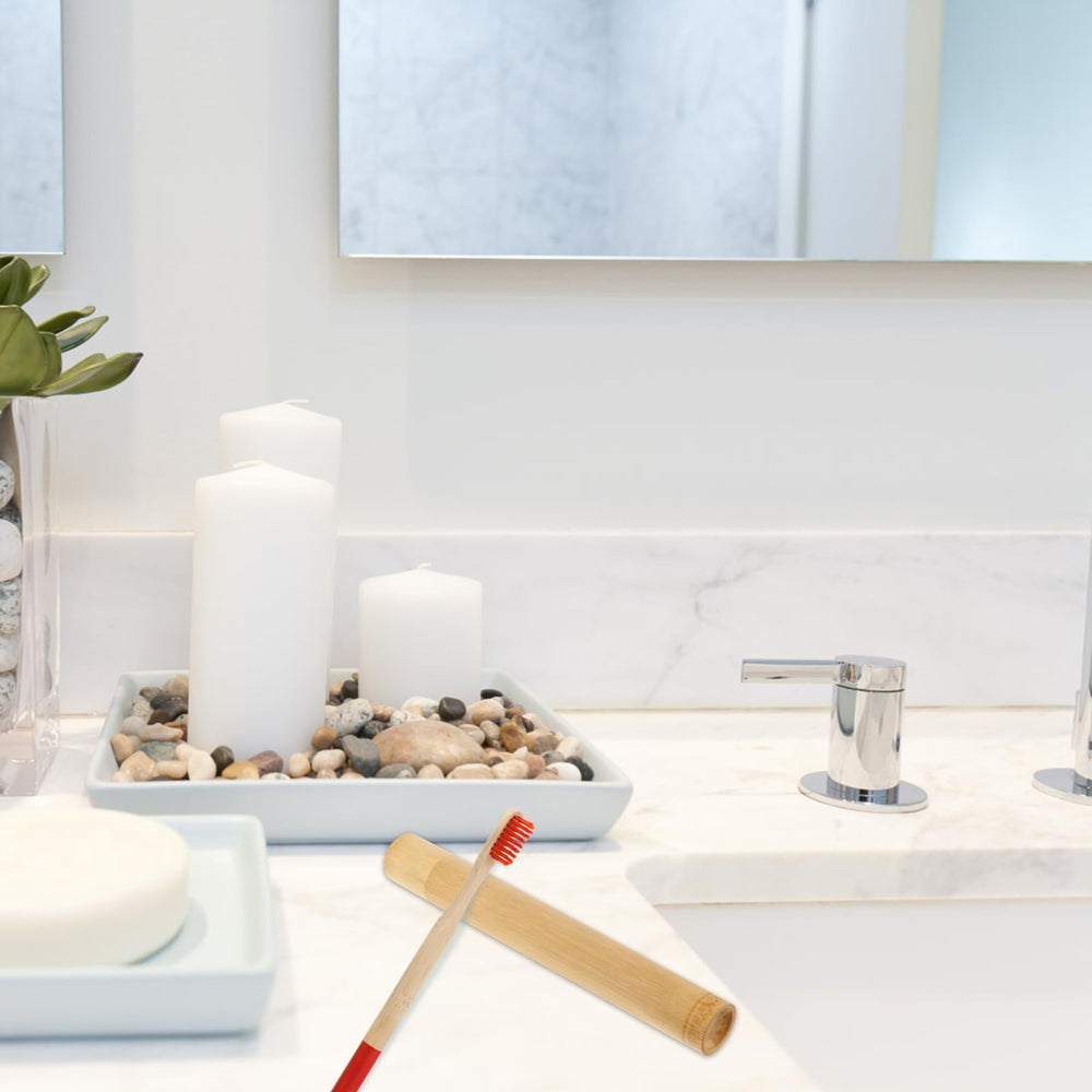 Portable bamboo toothbrush tube kit measuring 0.98 x 0.98 x 8.26 inches