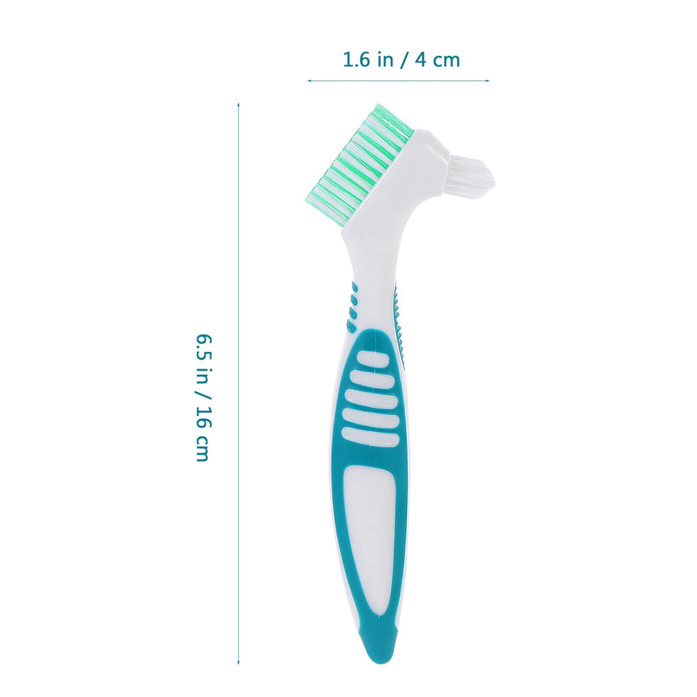 Brush cleaning dentures and partial dentures