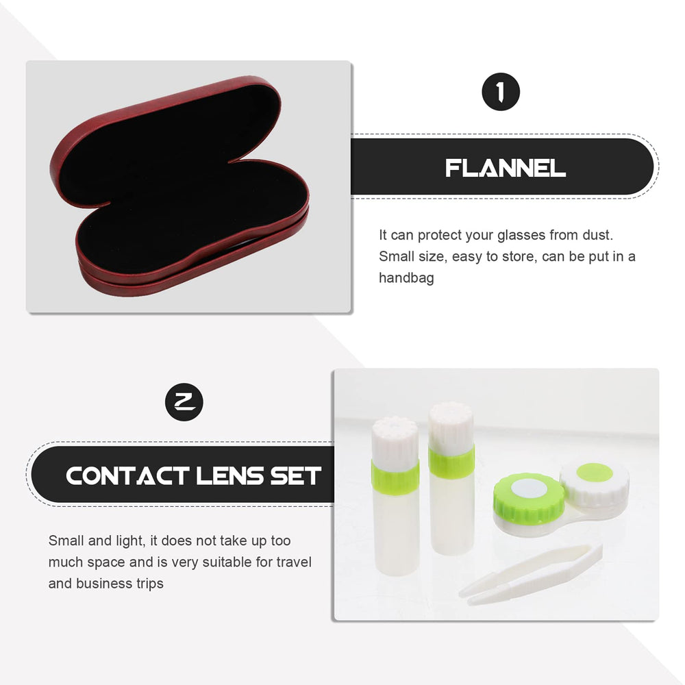 Eyeglasses stored on one side of the case