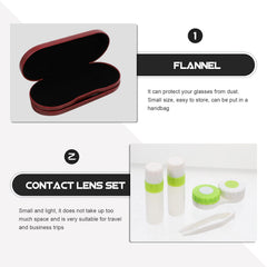 Eyeglasses stored on one side of the case