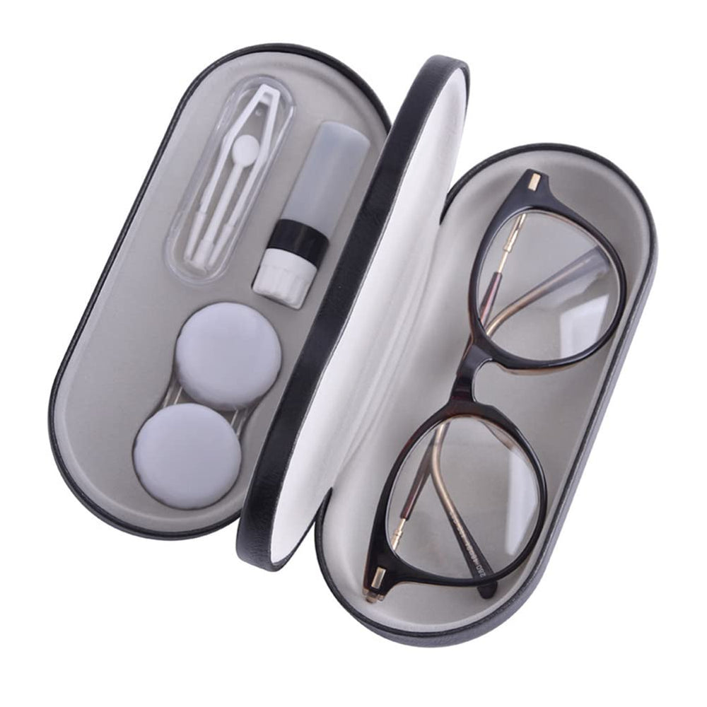 Healifty double eyeglasses case with mirror – front view