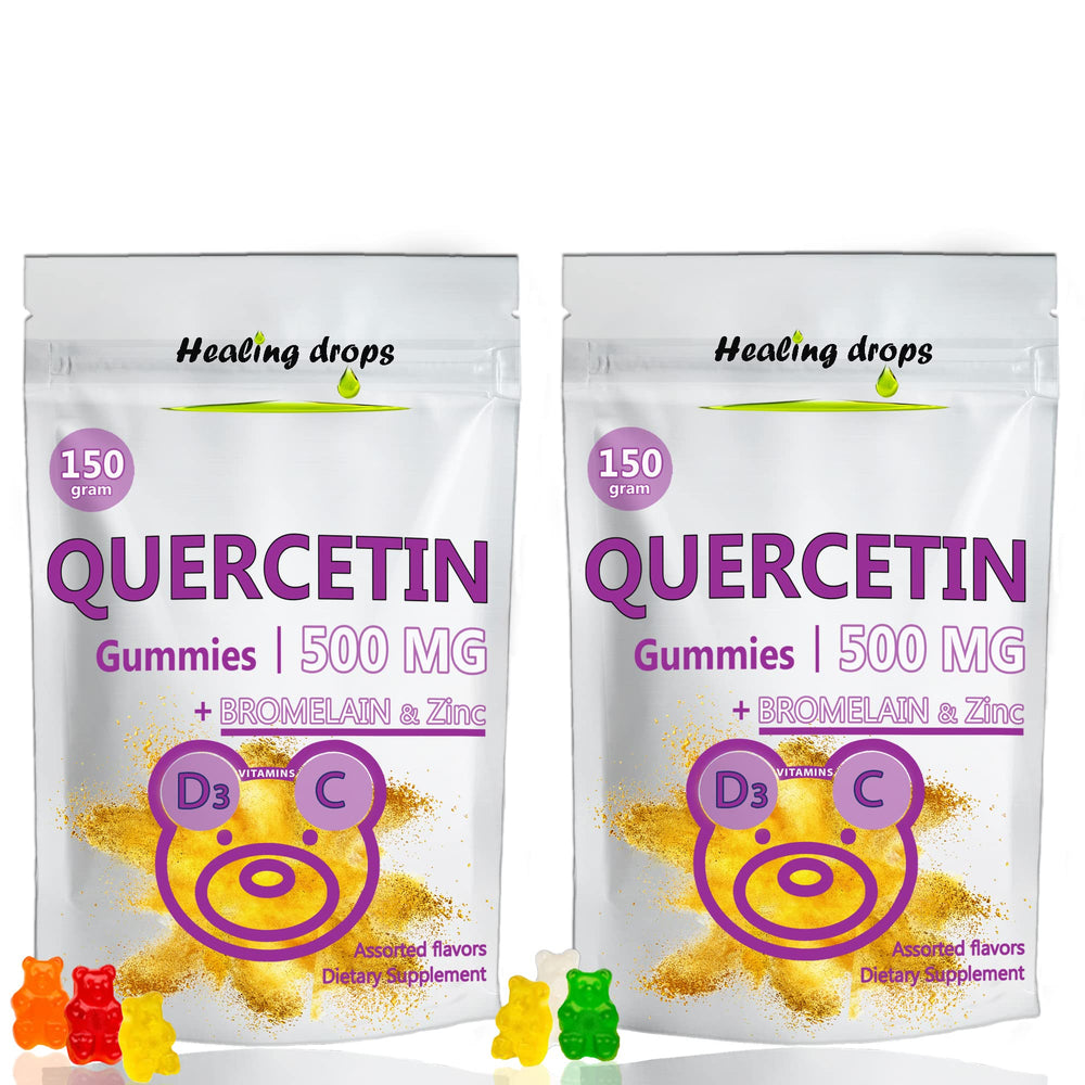 HEALING DROPS Quercetin with Bromelain Gummies 2-pack front view